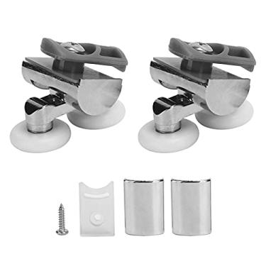 Imagem de Kit com 2 rolos de porta de chuveiro duplo Kaufpart - Rodas suspensas de 23 mm, polia superior e inferior para portas de correr do banheiro
