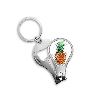 Imagem de Cortador de unhas laranja abacaxi frutas tropicais cortador abridor chaveiro tesoura