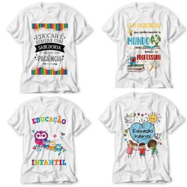 Imagem de Kit 4 Camisetas Professora Educação Infantil - Mavili Criativa