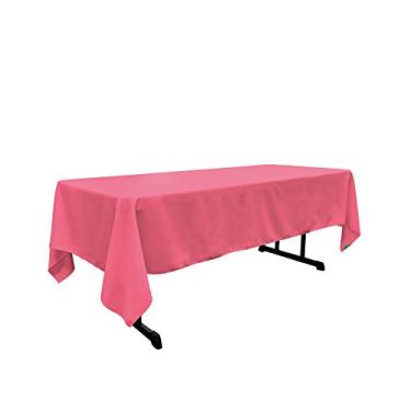 Imagem de LA Linen Toalha de mesa retangular de popelina de poliéster, 152 x 320 cm, rosa choque