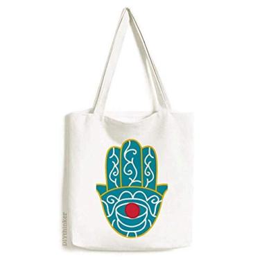 Imagem de Bolsa de lona com estampa de olho vermelho à mão com estampa do Egito, bolsa de compras casual