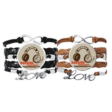 Imagem de DIYthinker Fone de ouvido marrom Rock Music Crazy Pulseira alça de mão pulseira de couro corda conjunto duplo presente