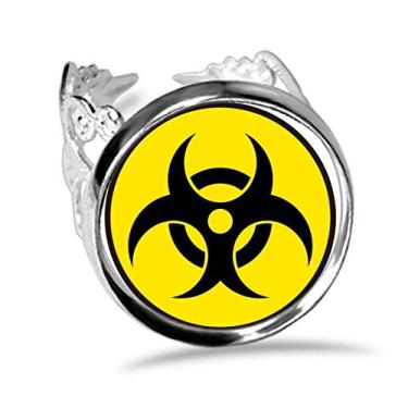 Imagem de DIYthinker Anel com símbolo de radiação tóxica perigo química ajustável amor casamento noivado