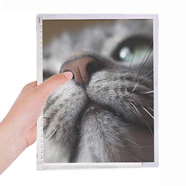 Imagem de Caderno com fotografia de gato "Olhando para cima", diário de folhas soltas recarregável, papelaria