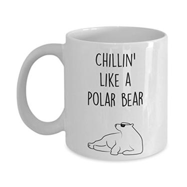 Imagem de Caneca de urso polar - Copo de café - Chillin' like a Polar Bear - Ideias de cesta de presente de mordaça de urso polar